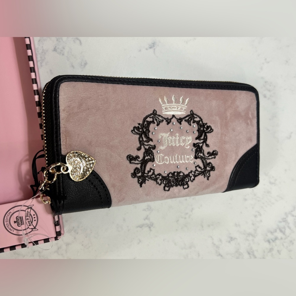 Juicy Couture Blush and Black Embroidered Wallet